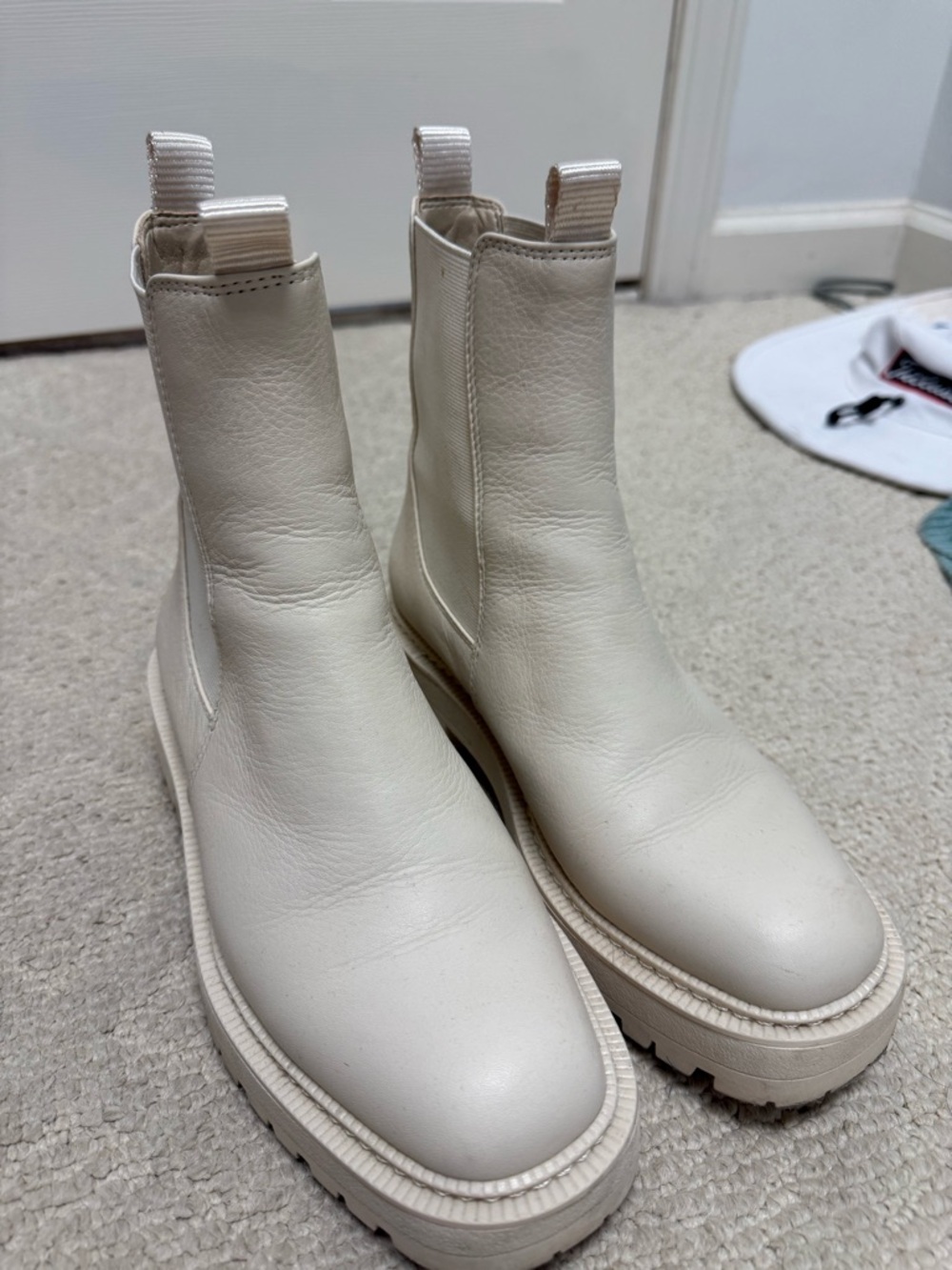 Sam Edelman Cream Leather Ankle Boot